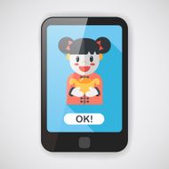 Chinese New Year girl flat icon with long shadow eps10 N2