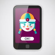 Chinese New Year girl flat icon with long shadow eps10 N3