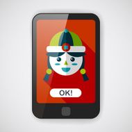 Chinese New Year girl flat icon with long shadow eps10 N5