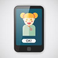 Chinese New Year girl flat icon with long shadow eps10 N6