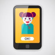 Chinese New Year girl flat icon with long shadow eps10 N7
