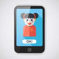 Chinese New Year girl flat icon with long shadow eps10 N8