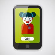 Chinese New Year girl flat icon with long shadow eps10 N9