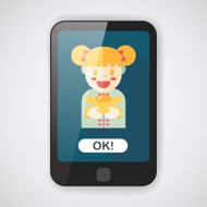 Chinese New Year girl flat icon with long shadow eps10 N10