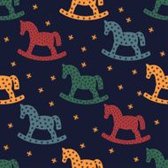Rocking horse silhouette Seamless pattern with rocking horses