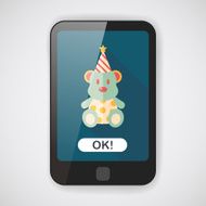 birthday teddy bear flat icon with long shadow eps10 N2