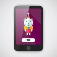 birthday teddy bear flat icon with long shadow eps10 N3