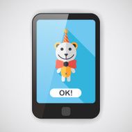 birthday teddy bear flat icon with long shadow eps10 N5