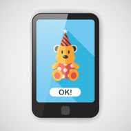 birthday teddy bear flat icon with long shadow eps10 N6