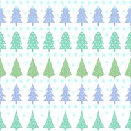 Seamless Christmas pattern - varied Xmas trees stars and snowflakes