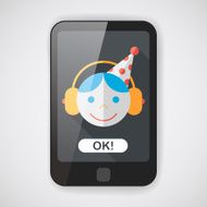 Birthday party boy flat icon with long shadow eps10 N10