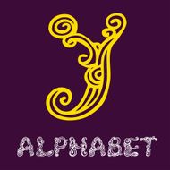 Doodle hand drawn sketch alphabet Letter Y