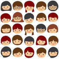 children faces clip art set