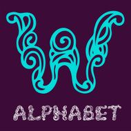 Doodle hand drawn sketch alphabet Letter W