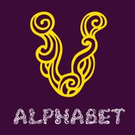 Doodle hand drawn sketch alphabet Letter V