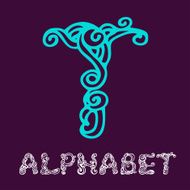 Doodle hand drawn sketch alphabet Letter T