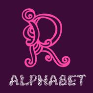 Doodle hand drawn sketch alphabet Letter R