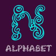Doodle hand drawn sketch alphabet Letter N