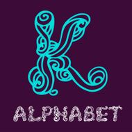 Doodle hand drawn sketch alphabet Letter K