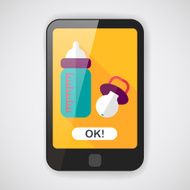 Baby bottle flat icon with long shadow EPS 10 N3