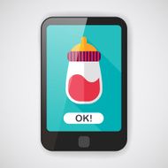 Baby bottle flat icon with long shadow EPS 10 N4