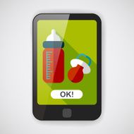 Baby bottle flat icon with long shadow EPS 10 N7