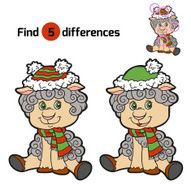 Find differences Christmas winter sheep Game for children