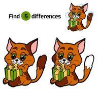 Find differences for children Christmas animals (cat)