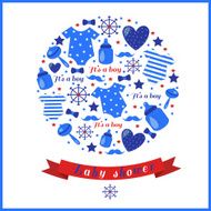 Baby shower invitation card template in marine style Vector illustration