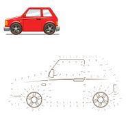 Connect the dots to draw car educational game vector illustratio