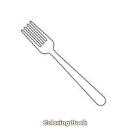 fork cartoon coloring book vector illustration