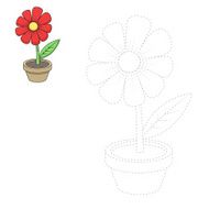 Connect the dots to draw flower educational game vector illustr