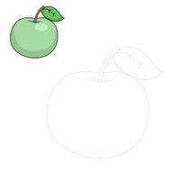 Connect the dots to draw apple educational game vector illustrat