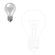 Connect the dots to draw lightbulb educational game vector illus