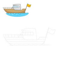 Connect the dots to draw yacht educational game vector illustrat