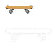 Connect the dots to draw skateboard educational game vector illu