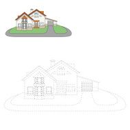 Connect the dots to draw house educational game vector illustrat