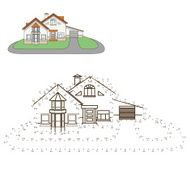 Connect the dots to draw house educational game vector illustrat N2