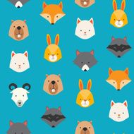 Cute animals vector pattern illustrations on colored background