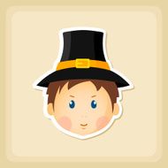 American Pilgrim children icon Thanksgiving day N7