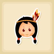 American Indian children icon Thanksgiving day N6