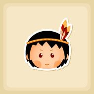 American Indian children icon Thanksgiving day N7