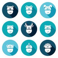 Christmas hats Icons Set Vector Illustration