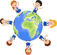 children world over white background