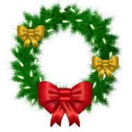 Christmas vector wreath from needles with white space for text