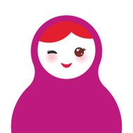 Russian dolls matryoshka on white background violet colors Vector