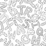 Black And White Seamless Pattern With Children Alphabet