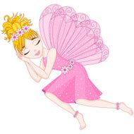 Cute fairy in pink dress is sleeping eps 10