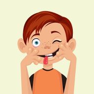 Child makes faces Vector flat illustration