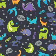 Vector Dinosaurs Roaring Seamless Pattern Cutest Pterodactyl Funny Triceratops Stegosaurus